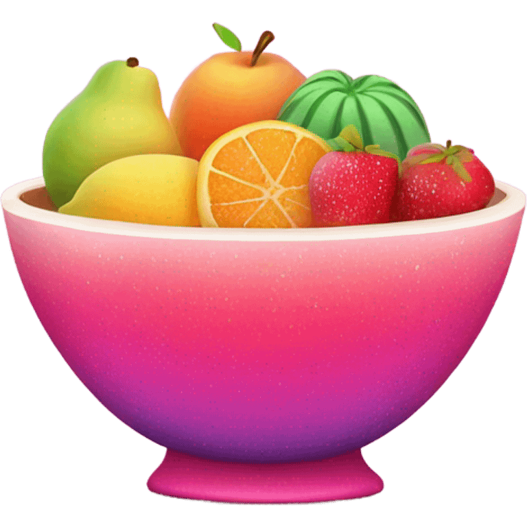 Pink ombre bowl of fruit with glittee emoji