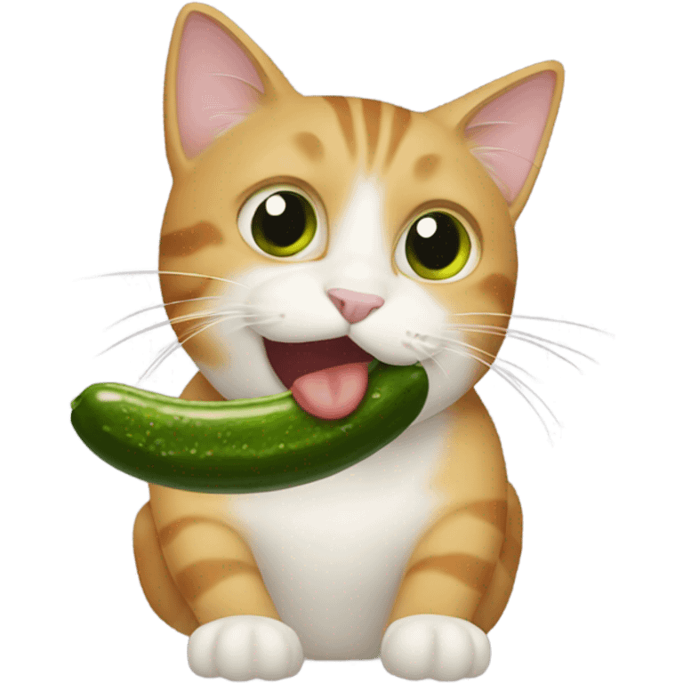 Cat eating a pickle emoji