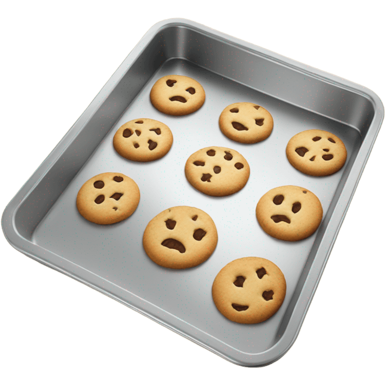 Realistic metallic silver baking pan flat with cookies emoji