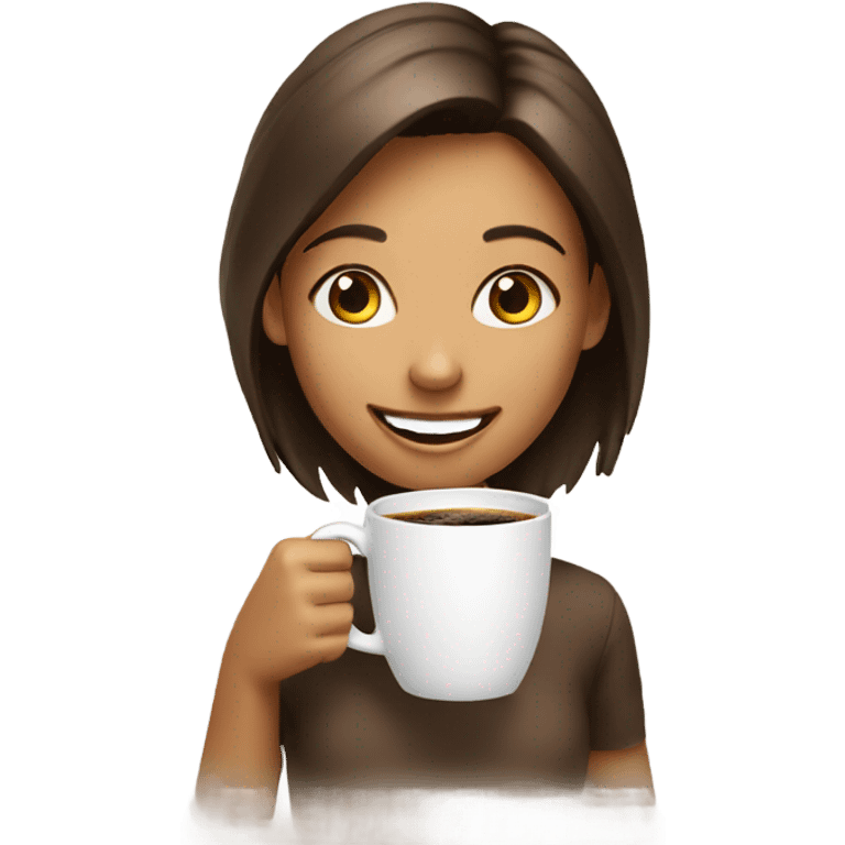 smiling girl with coffee cup  emoji