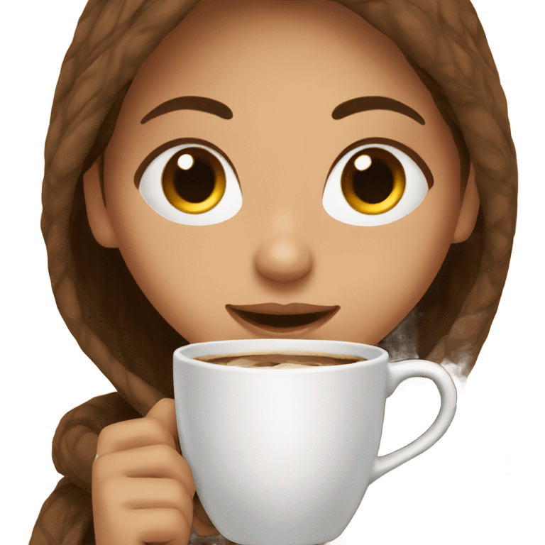 Brown hair Girl drinking coffee, with a cozy blanket emoji