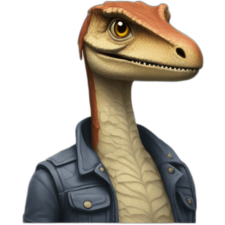 humanoid velociraptor with a cross emoji