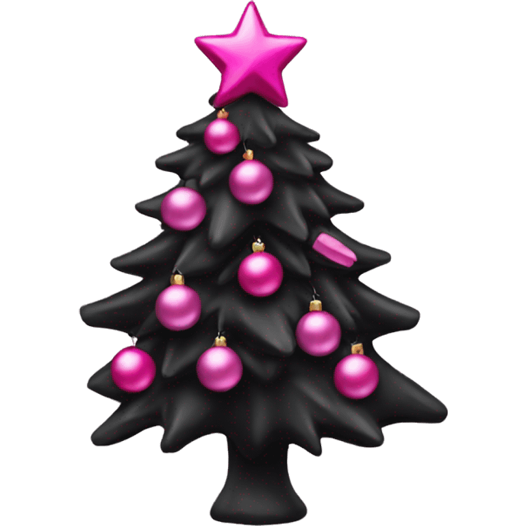 black christmas tree with pink ornaments  emoji