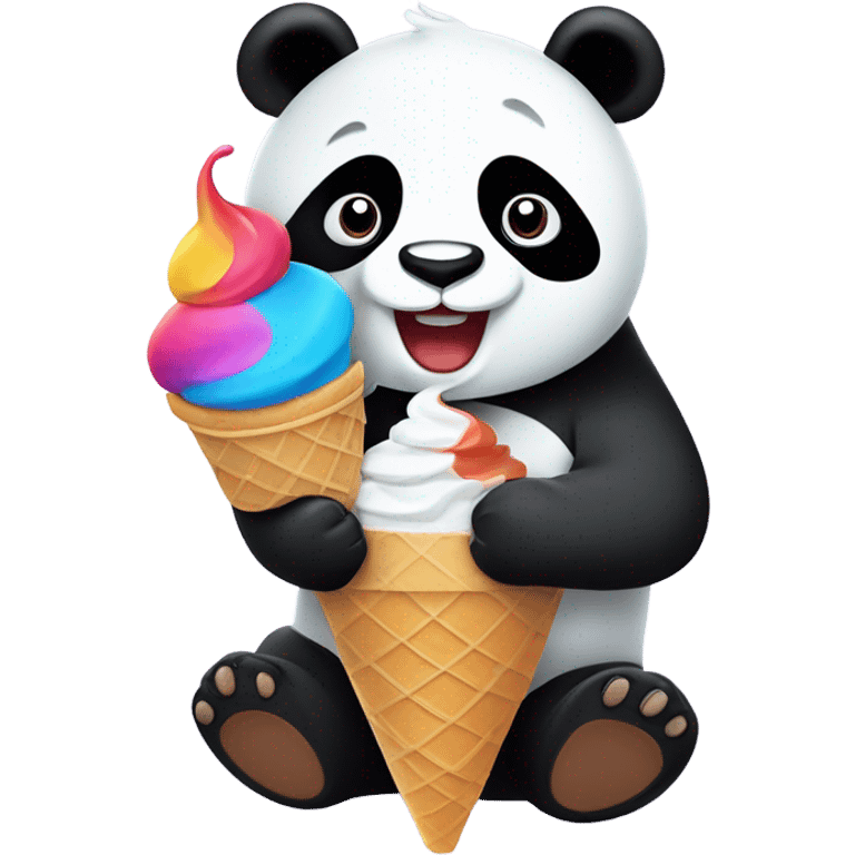 Panda eating ice cream emoji