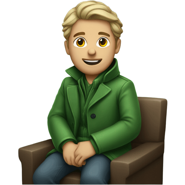 man in green coat sitting emoji