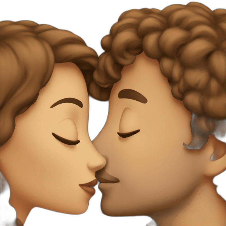 brown hair lovers kissing emoji