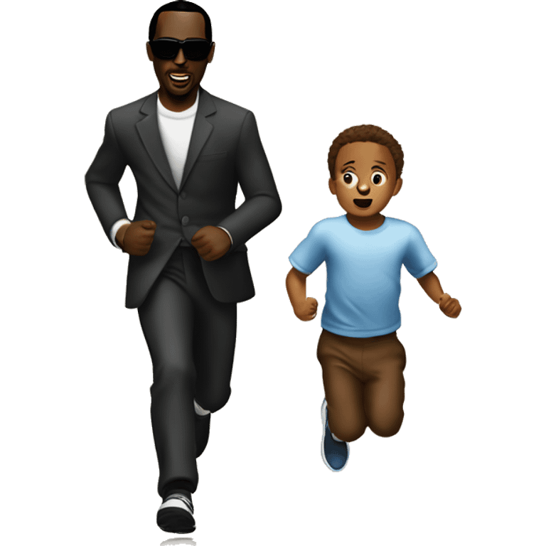 P-diddy running with a child infront of him emoji