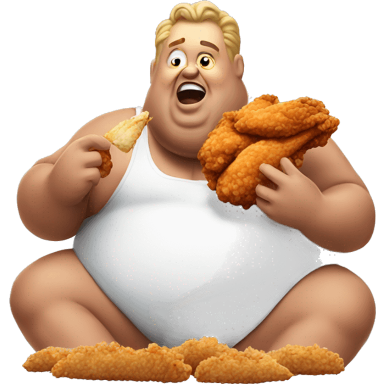 Fat man eating fried chicken emoji