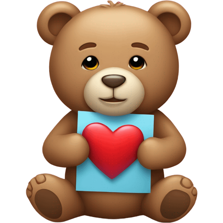 Teddy bear holding a love heart emoji