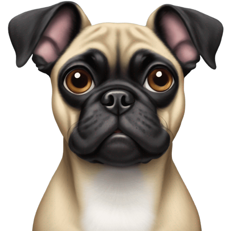 Black pug mix Boston terrier straight ears emoji