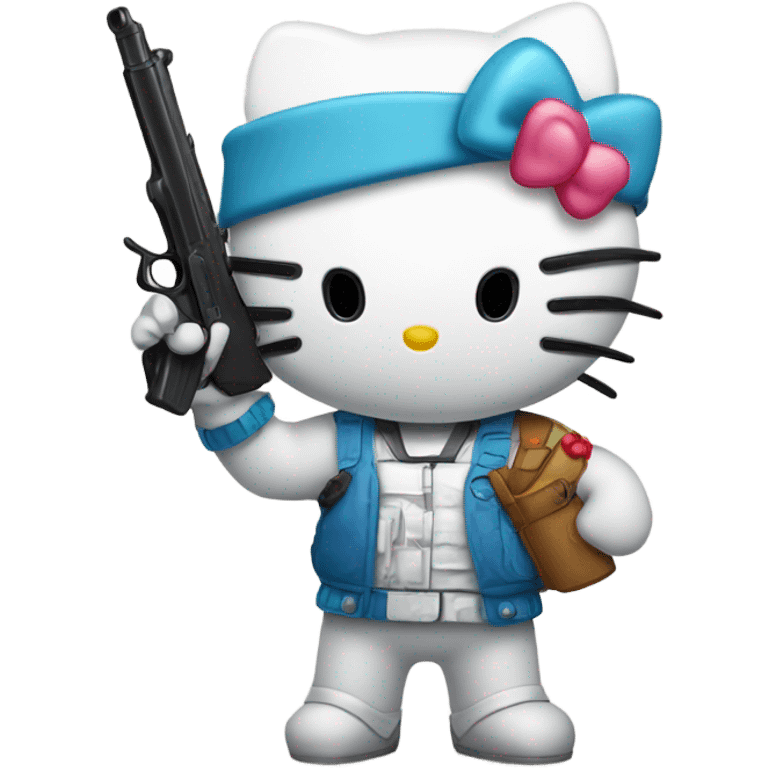 hello kitty with a toy gun pointing towards me emoji