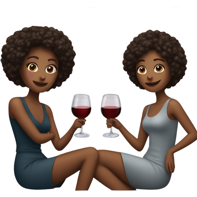 three girl friends drinking wine emoji