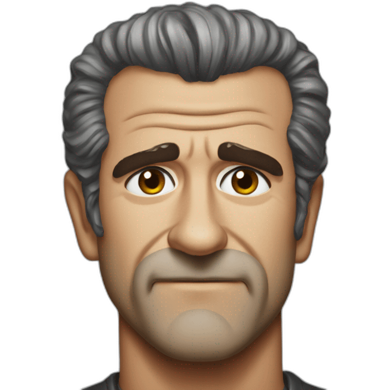 Mel Gibson portrait without smile emoji