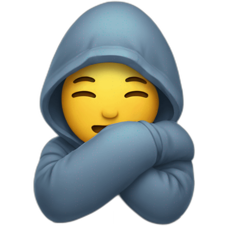 person embraces cold emoji