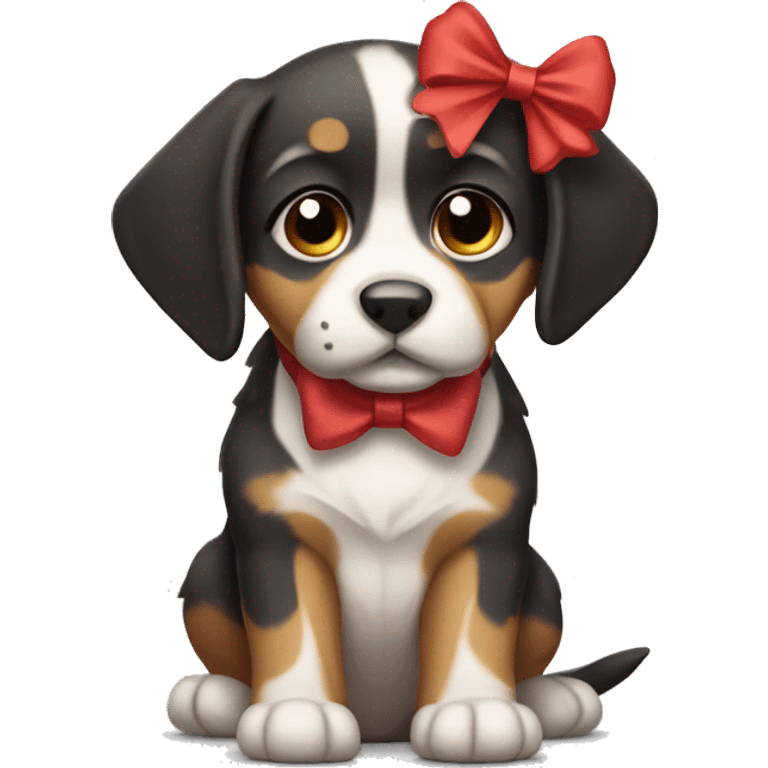 Hoy dog puppy with a bow  emoji