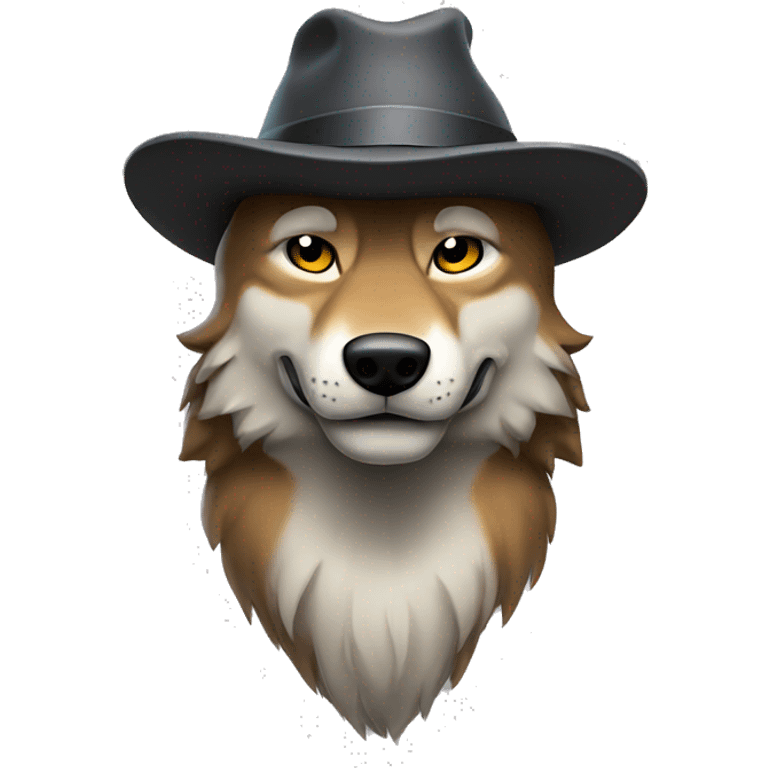 tall muscular wolf with fedora emoji