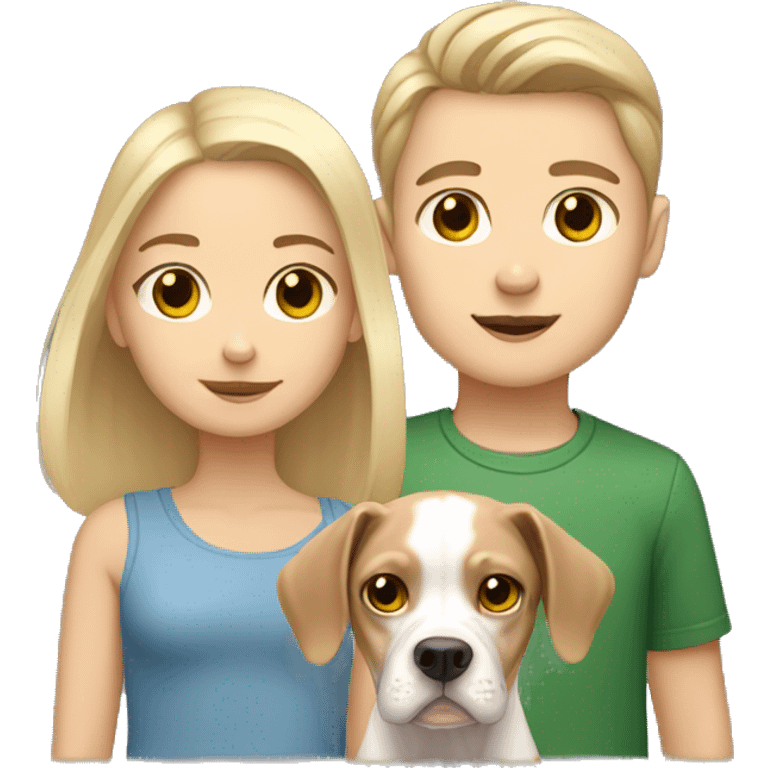 blondy girl with brown hair boy with light beagle and gray sphynx emoji