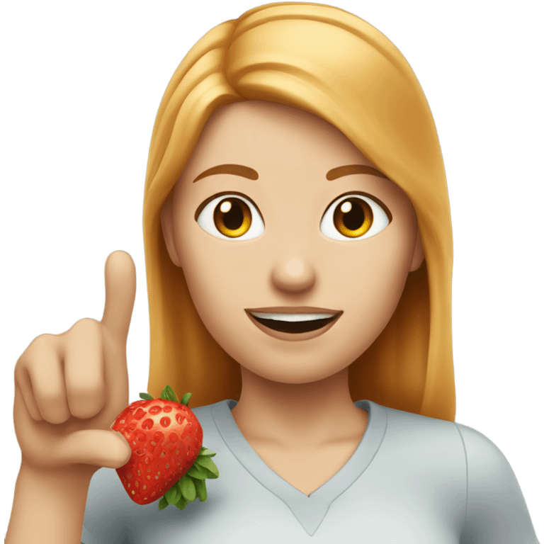 Woman with strawberry-blonde hair, tapping a sign  emoji