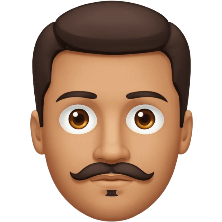 create a 30 year old man with a goatee and moustache, with short dark brown hairs, properly built emoji