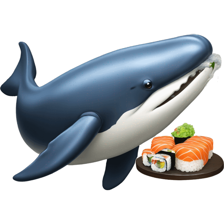 humpback whale at a sushi buff emoji