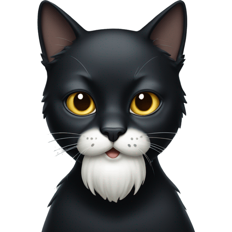 a black cat with a white beard emoji