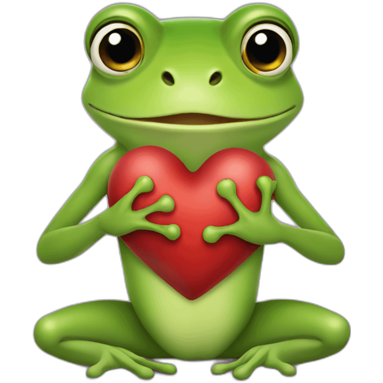 a frog holding a heart with his hands emoji