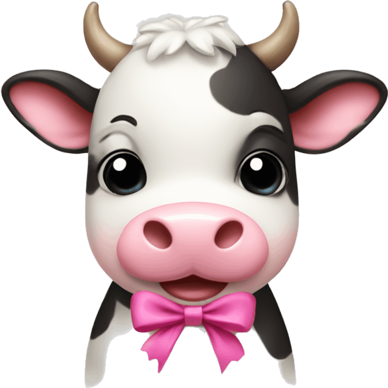 Cute cow with pink bow emoji