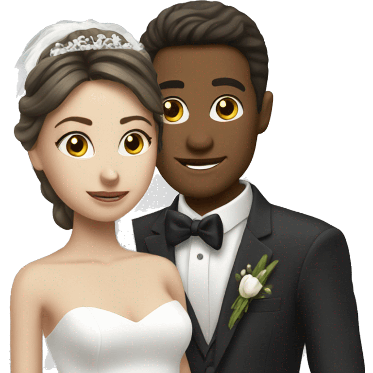 Beautiful brunette girl bride with (blonde groom)  emoji