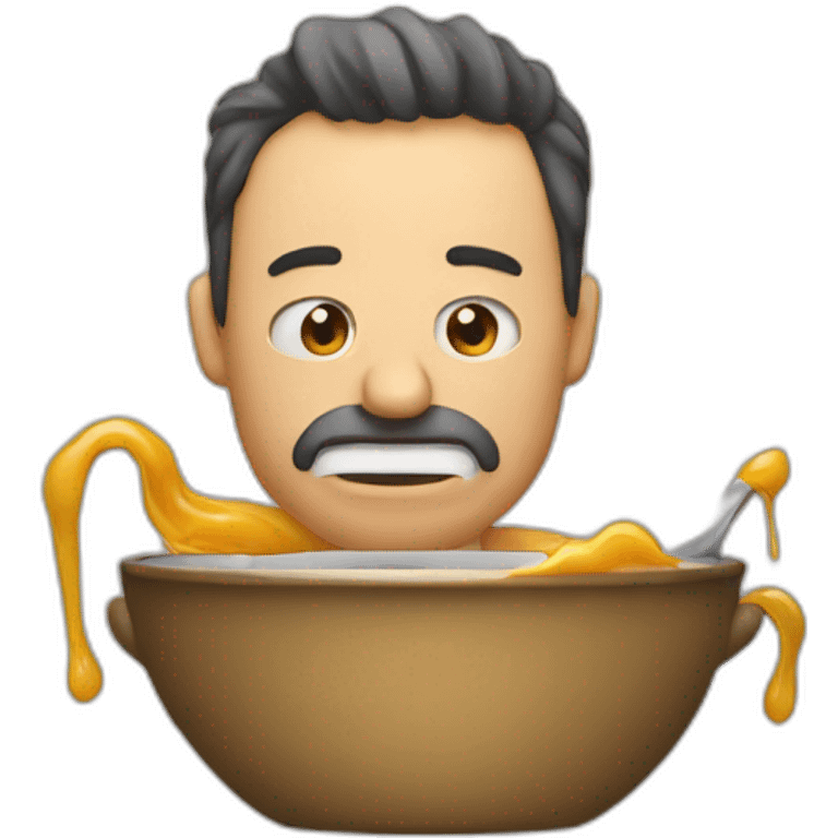 Un hombre gritando que no quiere tomar sopa emoji