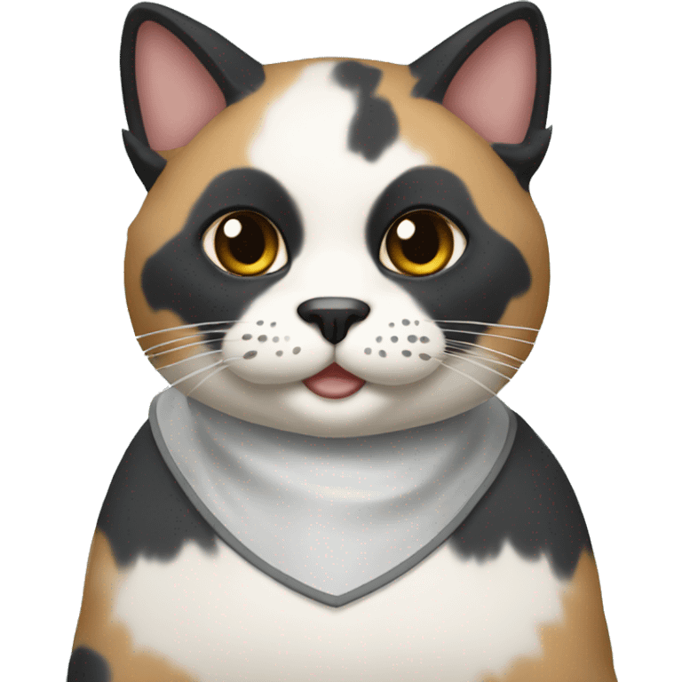 Diluted calico cat with face mask with badger marking emoji