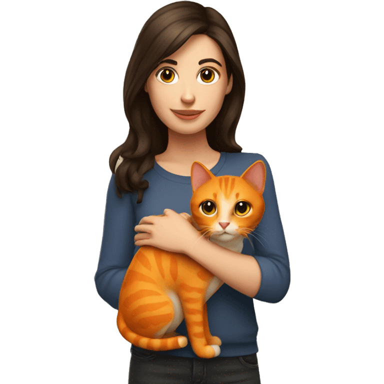 brunette holding orange cat emoji