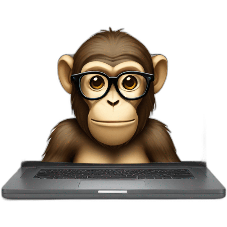 monkey with glasses and beard showing laptop emoji