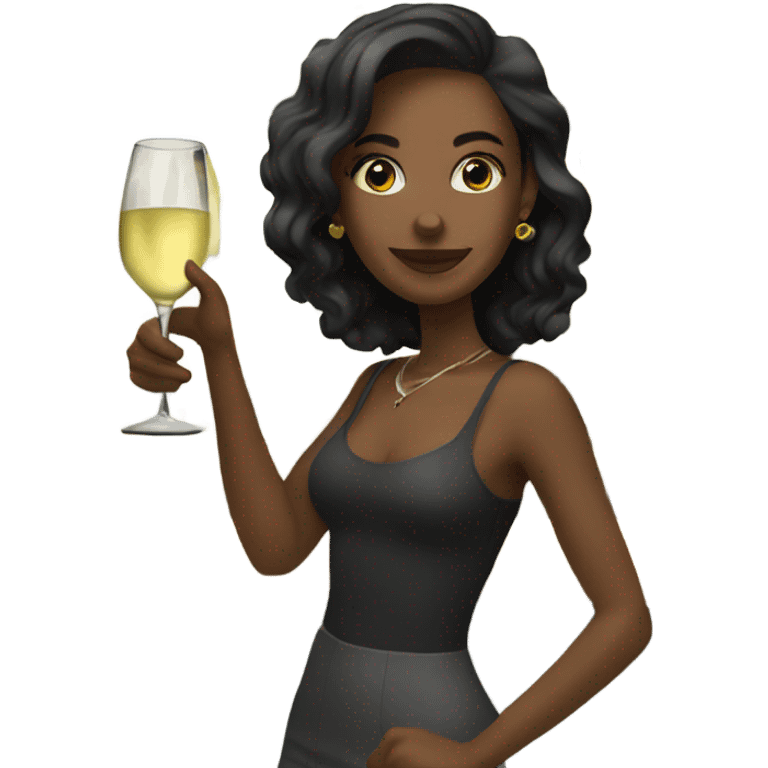 Girls having fun in a bar White drinking wine emoji