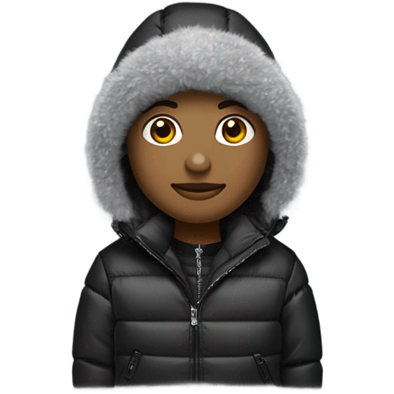 Fais moi un bitmoji avec un ensemble sport, une doudoune type moncler, avec un vue de ville et une montre et chaîne en diamant mais aussi avec une cagoule noire emoji