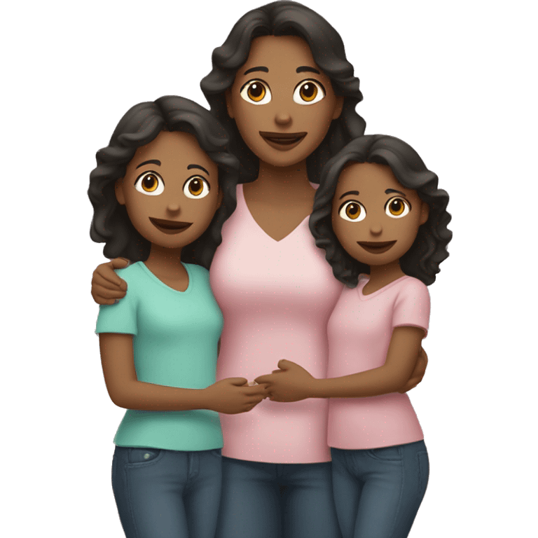 Mom with two daughters  emoji