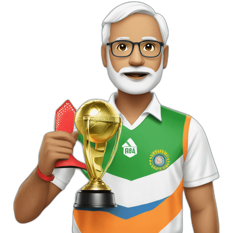 Modi with World Cup of cricket  emoji