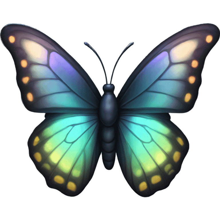 Dark iridescent butterfly glowing emoji