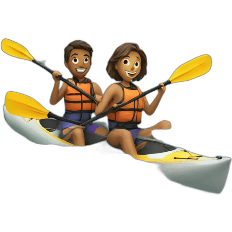 two friends kayaking in a river emoji