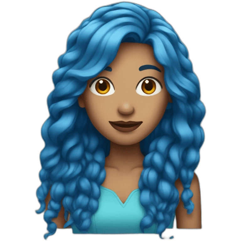 woman with long blue hair emoji