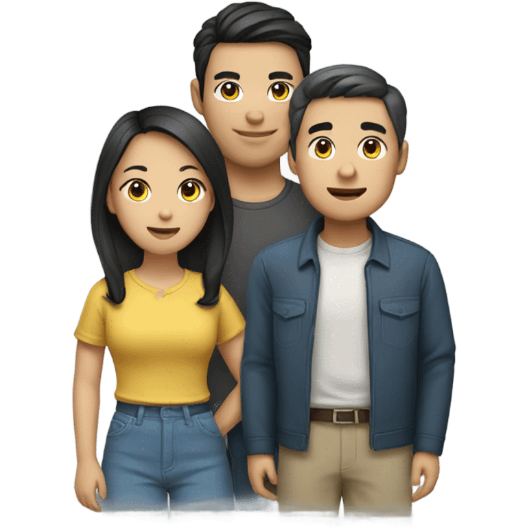 An Asian girl and two asian men emoji