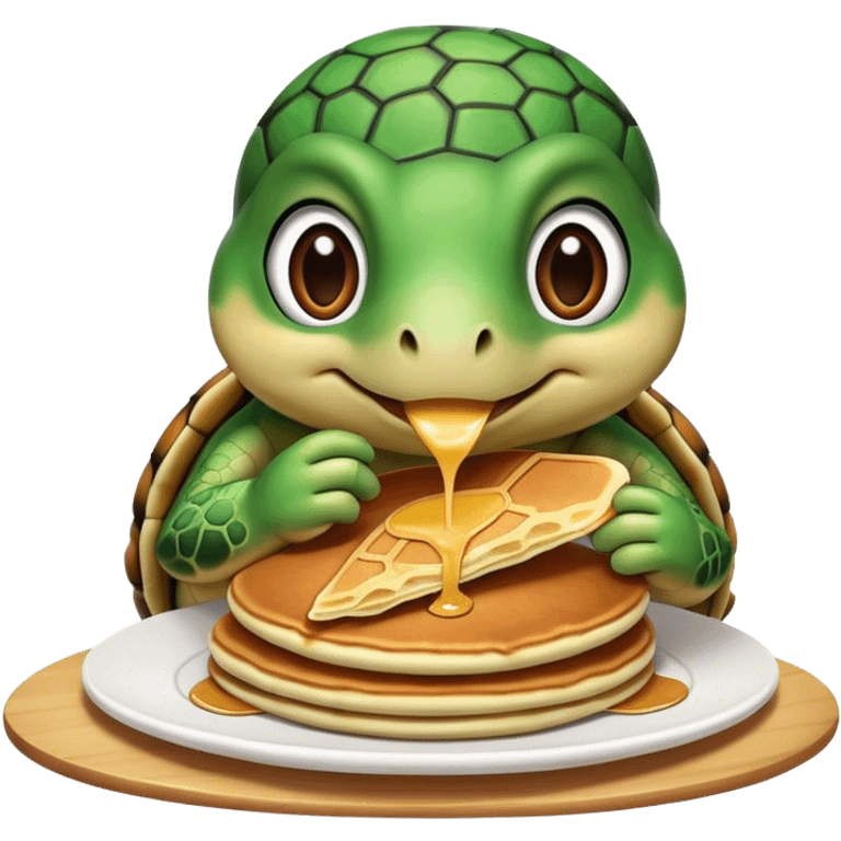 Turtle eating pancakes emoji