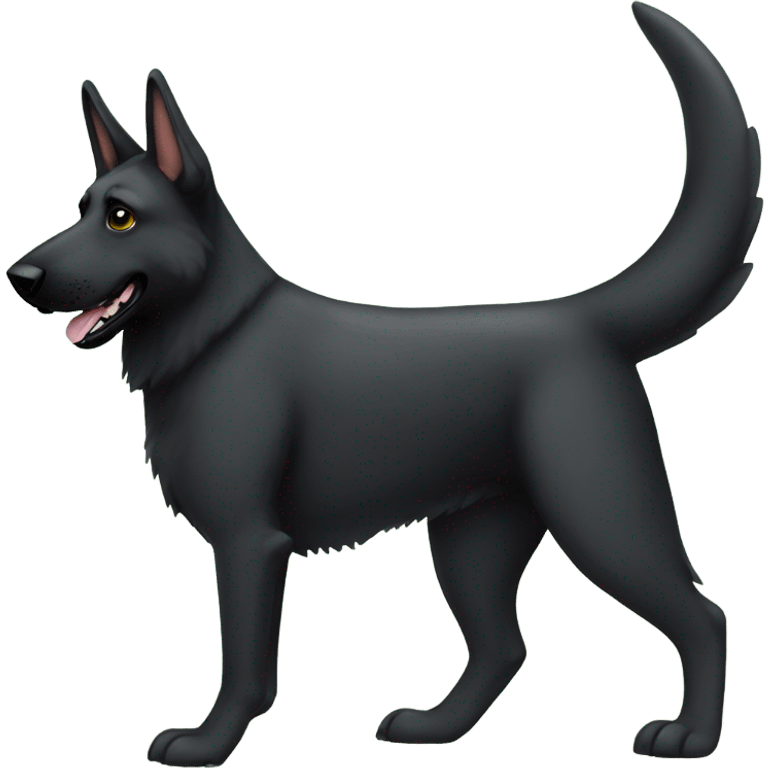 All black German shepherd in a dinosaur costume  emoji