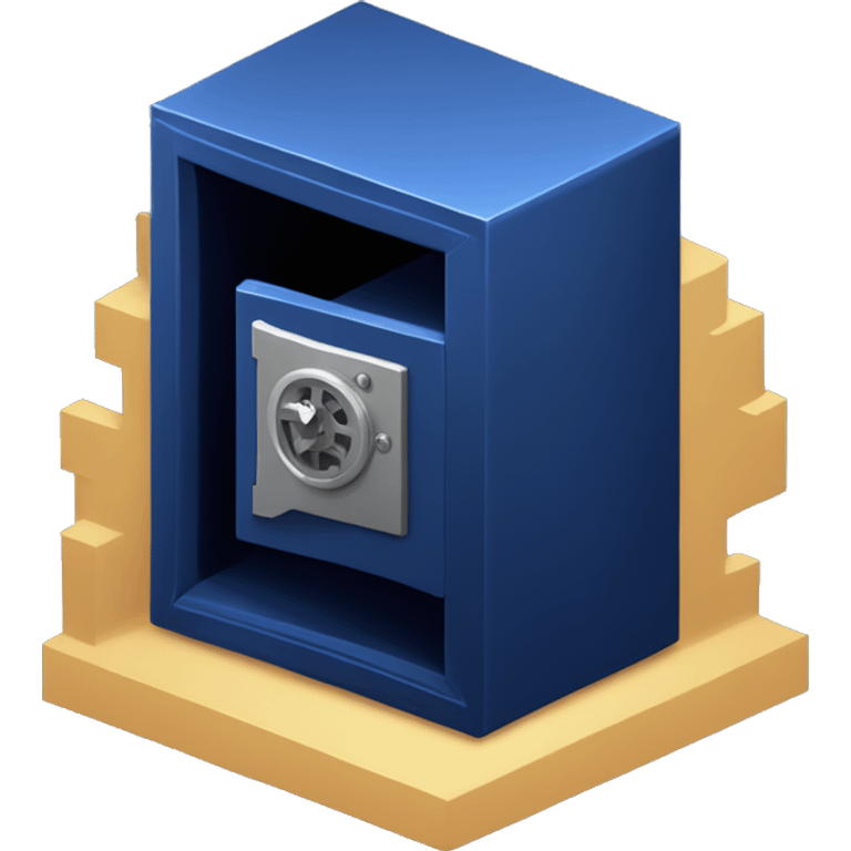 3d open isometric small safe in dark blue emoji