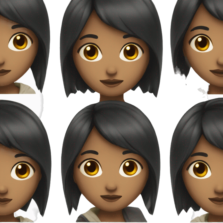 black haired girl with side bangs emoji