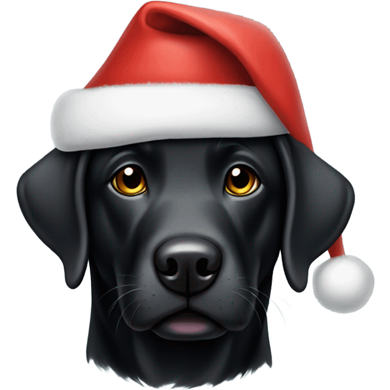 Black lab wearing Santa hat emoji