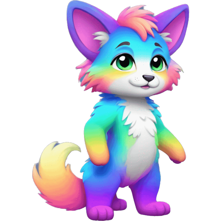 Colorful gradient-Sparkle-nebula-fursona anthropomorphic furry full body emoji