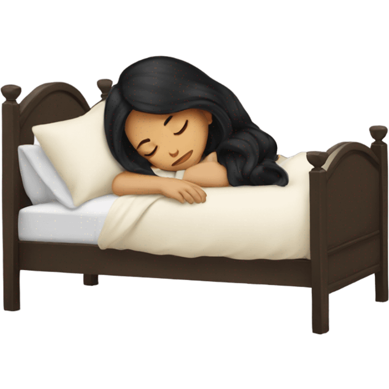 Girl with black hair sleeping emoji