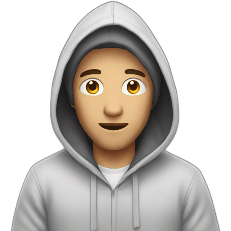 man in hoodie talking to the phone emoji