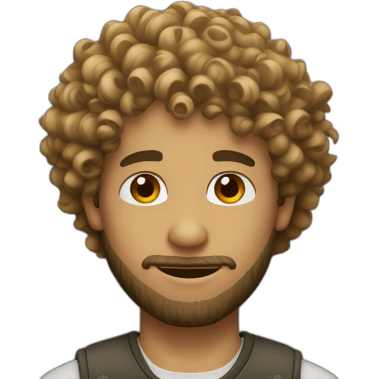 Curly hair guy with short beard emoji