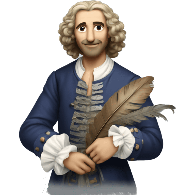 Molière holding a feather in his hand emoji